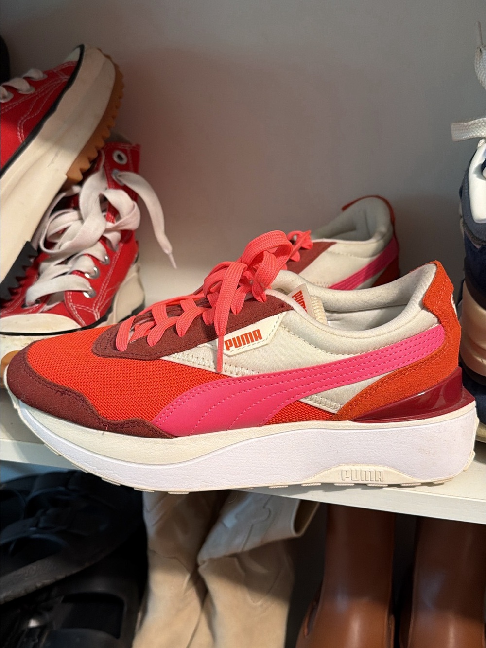 Puma Women's Orange and Pink Platform Runner
